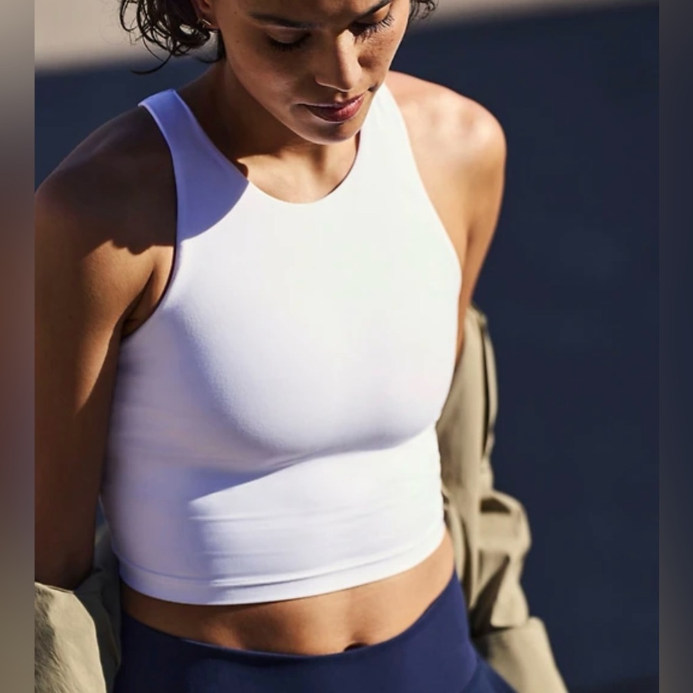 Athleta White Racerback Crop Tank Top - Size Small